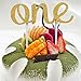 LOVELY BITON(TM 1st First Birthday One Cake Topper Decoration Single Sided Double Gold Glitter