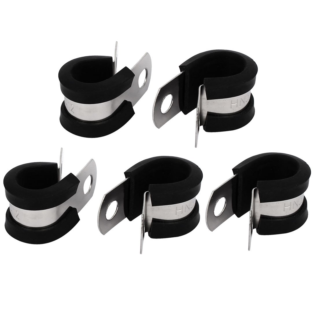 Sourcingmap 12mm Dia EPDM Rubber Lined P Clips Cable Hose Pipe Clamps Holder 5pcs