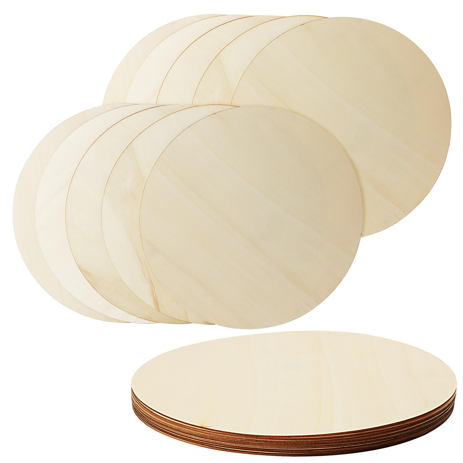 MUKCHAP 20 PCS 12 Inch Unfinished Round Wooden Circles, 30cm Blanks Round Plywood, 2mm Thin Wood Discs for Crafts, Ornaments, DIY Project