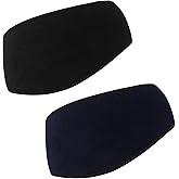 2 Pack Fleece Ear Warmers Winter Headbands Ear Muffs for Cold Weather Running, Hiking, Cycling, Skiing (Black+Navy)