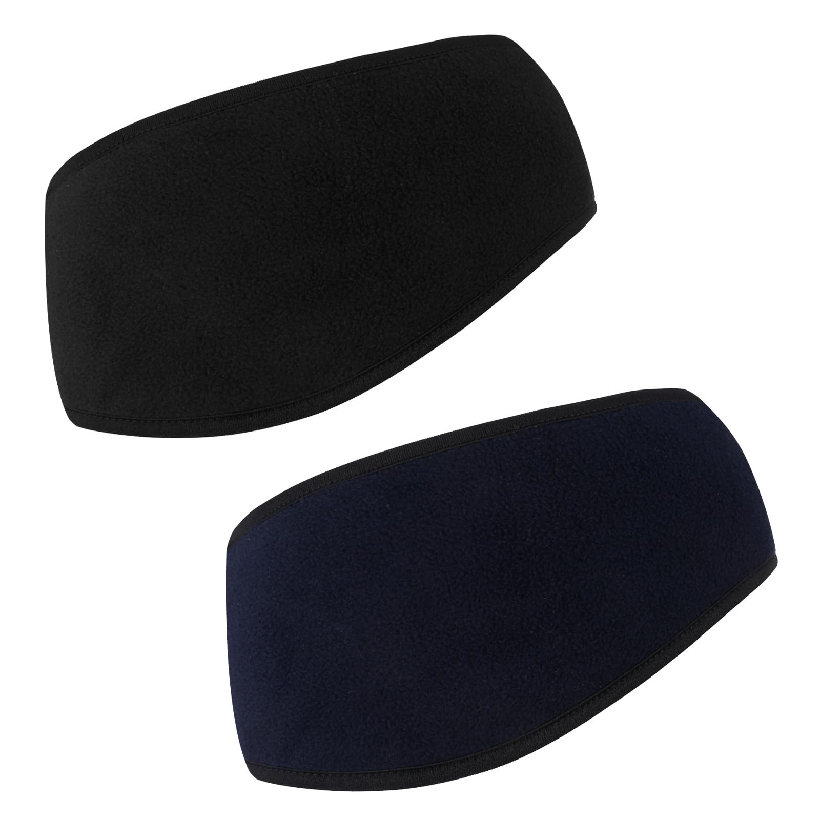 Photo 1 of 2 Pack Fleece Ear Warmers Winter Headbands Ear Muffs for Cold Weather Running, Hiking, Cycling, Skiing (Black+Navy)