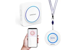 SINGCALL Tuya WiFi SOS Wireless Calling Caregiver Pager System Calling Alert System for Patients Seniors Elderly Disabled 1 Plugin Receiver 1 Smart Emergency Call Button (only Supports 2.4GHz Wi-Fi)