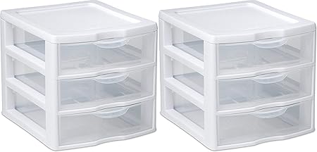 Amazon Com Sterilite Organizer Small 3 Drawer Unit White Frame