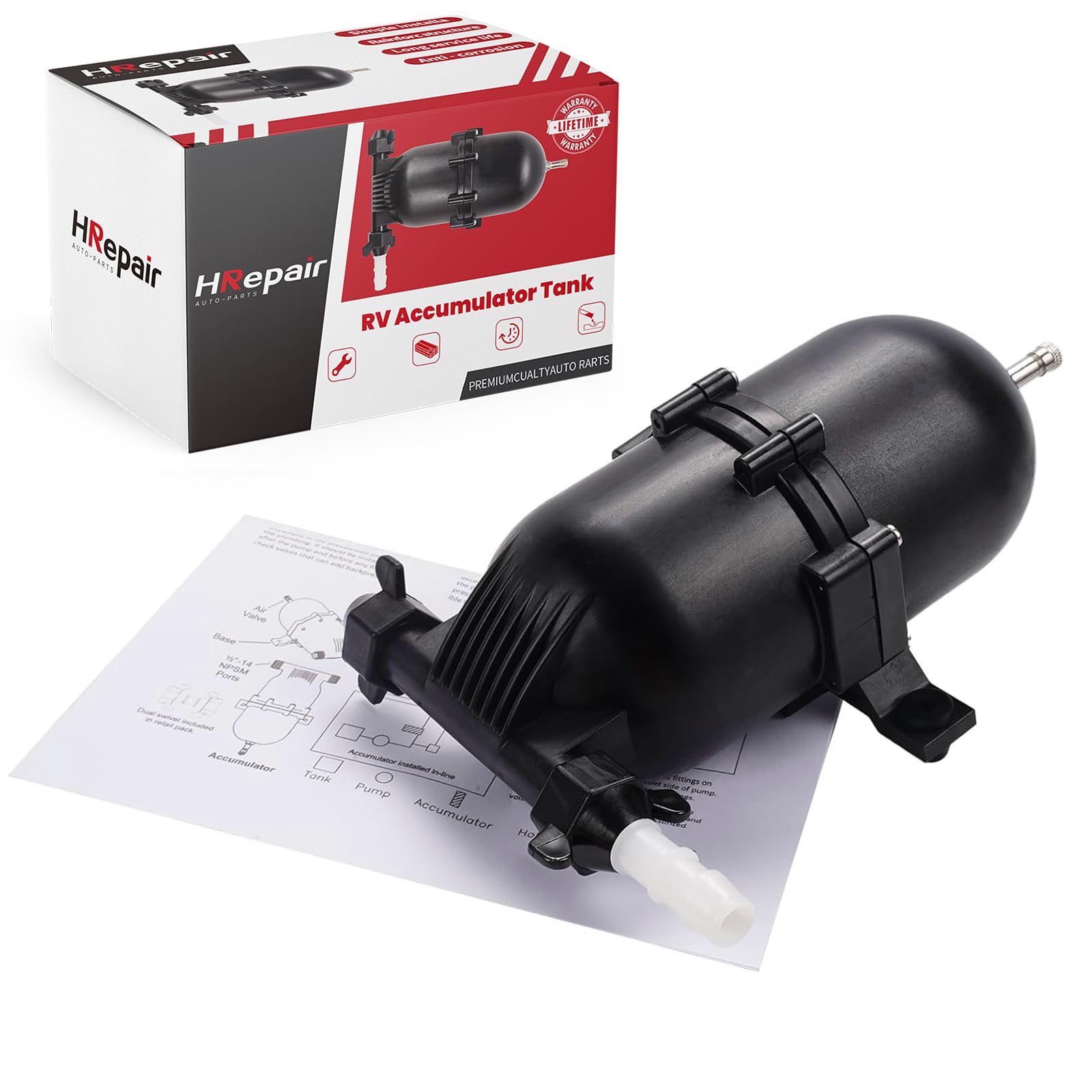 Photo 1 of HRepair RV Accumulator Tank Replacement Shurflo 182-200 Pre-Pressurized Accumulator Tank,Rv Pressure Switch Controlled Pumps - W/Bridge Connector