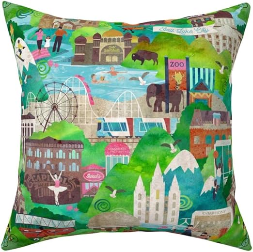 Amazon Com Roostery Throw Pillow Salt Lake City Utah Urban