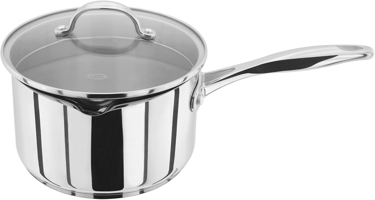 Stellar 7000 Draining Lid Stainless Steel Saucepan (18cm), Silver