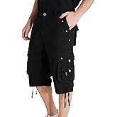 VOPOKER Mens Cargo Shorts Cotton Ripstop Straight Leg Below Knee Twill Casual Summer Long Shorts