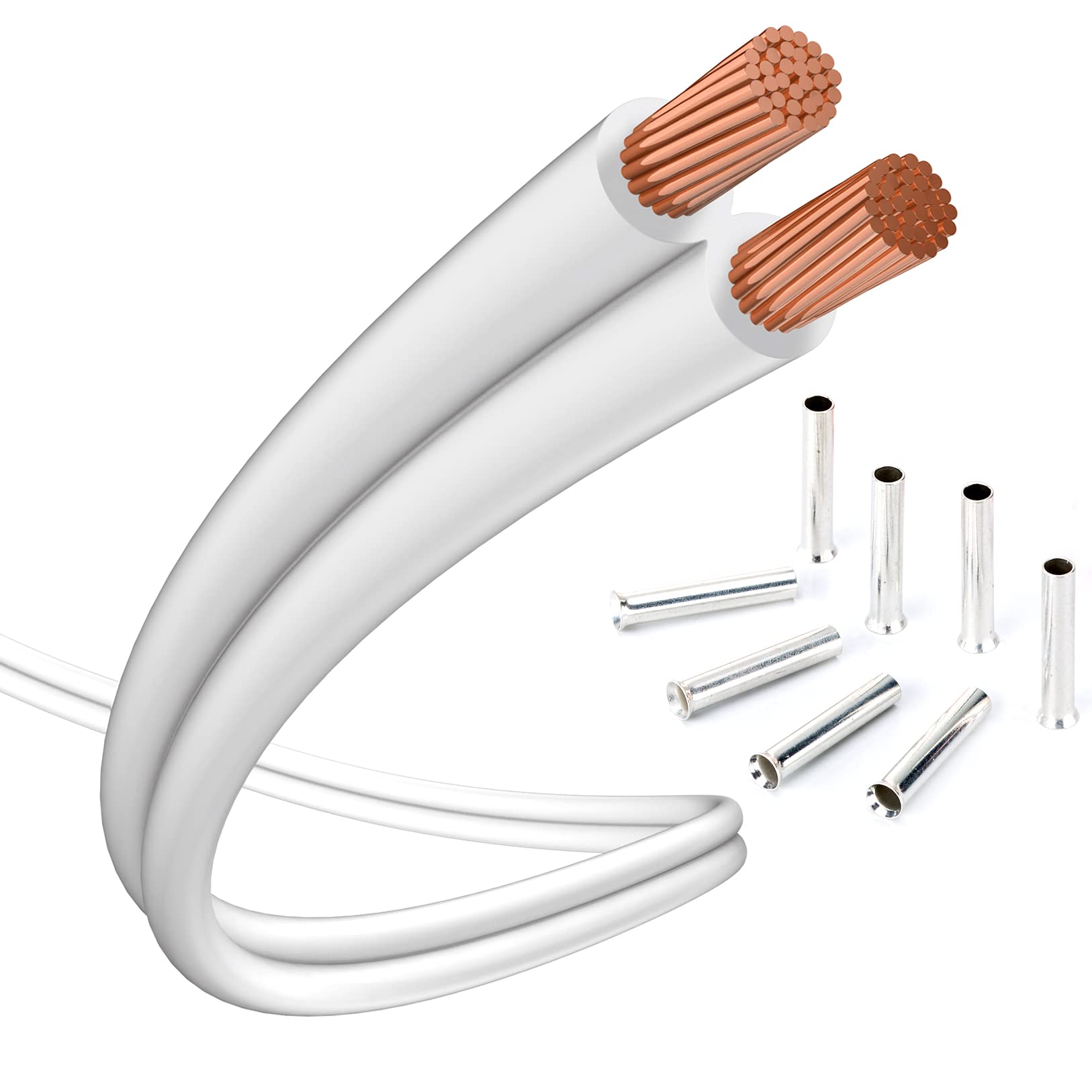 inakustik 0030216102A Speaker Cable 10 m White 2 x 1.5 mm² Includes 8 Wire End Ferrules Easy Installation S/Z Wiring Colour Coded Universal Use Item 0030216102A Made in Germany