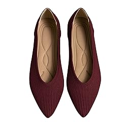 TINGRISE Women's Flats Shoes Pointed Toe Knit