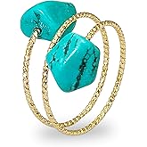 Turquoise Ring, Gold Adjustable Ring with Free Form Turquoise Stones, Handmade Western Rings for Women