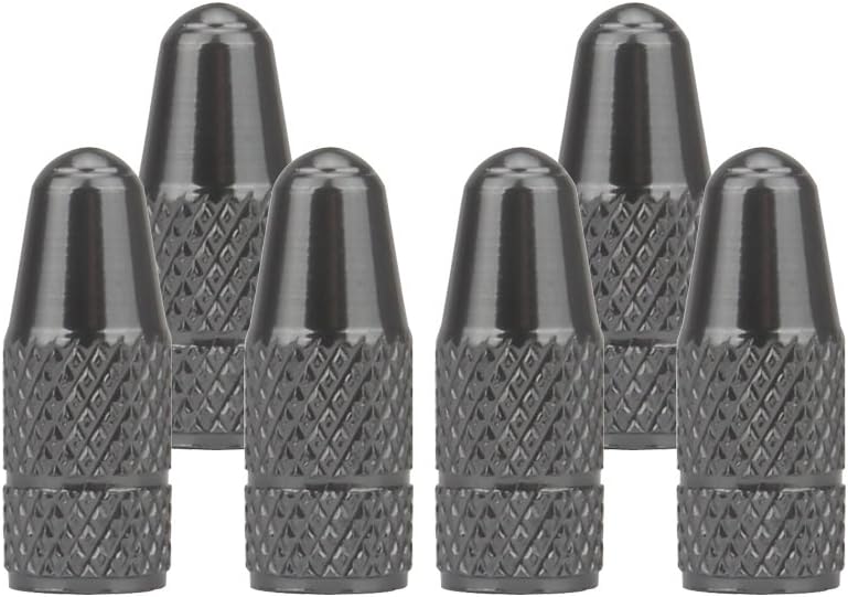 SENZEAL 6Pcs Bicycle Presta Valve Dust Caps Aluminum Alloy French Style Cycling Tyre Valve Stem Caps for MTB Bicycle Road Bike Wheels Titanium Black