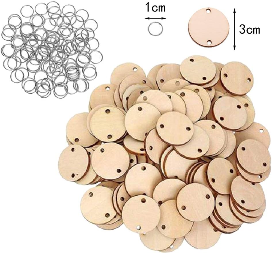 300 Dischi Di Legno Da 15 Mm Per Fai Da Te - Piastrine In Legno Naturale Con Sacchetto Di Stoffa - Ideali Per Decorazioni E Scrapbooking