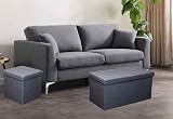 HomeHarmony Folding Storage Ottoman Seat Grey Large 76x38x38 cm view 2