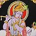 Lord Krishna Indian Decor Cotton Tapestry Poster Size Black Wall Hanging 42X30 Inches