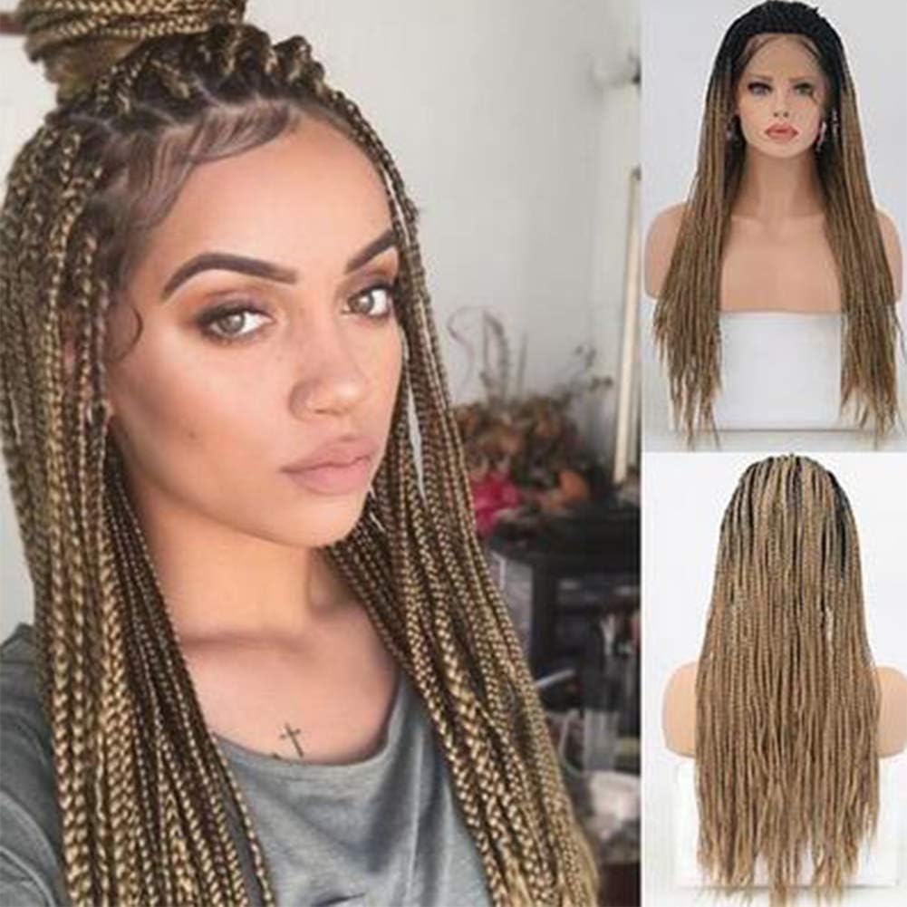 Amazon Com Wig Natural Straight Synthetic Lace Front Micro Braids