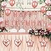 Whaline Rose Gold Birthday Party Decoration Including Happy Birthday Balloons with Foil Balloons, Rose Gold Confetti Balloons, Foil Ribbon and Table Runner(Total 50 Pcs)