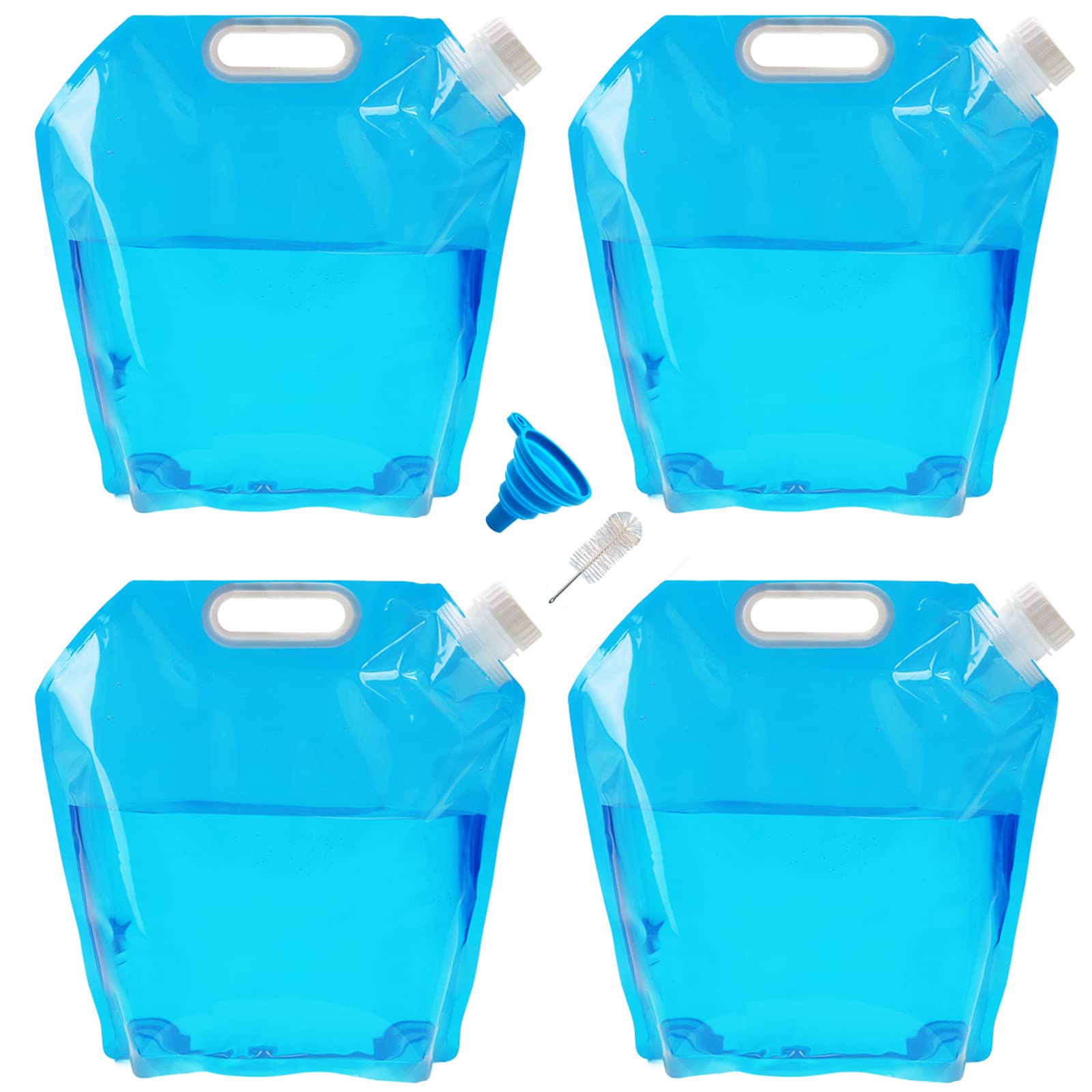 DOMI PRO 4 Pack Water Container, 10L Water Carrier Folding Drinking Water Container, Outdoor Folding Water Bag Car Water Carrier Container for Camping Picnic BBQ Hiking（Blue）