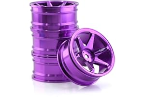 Chanmoo 1/10 RC On Road Wheels Rims 12mm Hex Alloy Aluminum Drift Hubs For 1:10 Scale Rally Racing Car Tires Tamiya TT01 TT02 XV01 TA06 A959 PTG2 HPI KYOSHO HSP PTG2 Touring Street Tyres 4PCS (Purple)