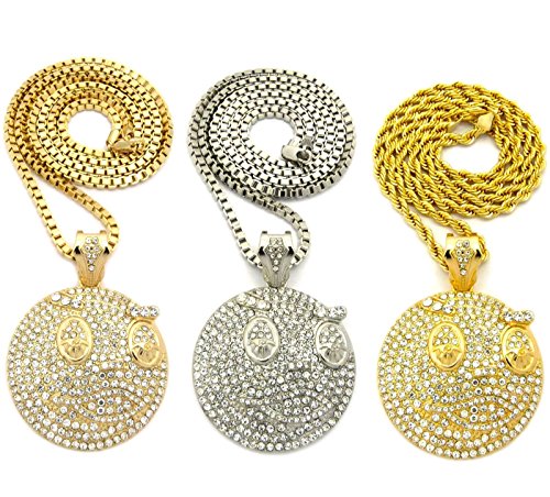 MENS HIP HOP ICED OUT GOLD PLATED CHIEF KEEF GLO GANG PENDANT CHAIN NECKLACE