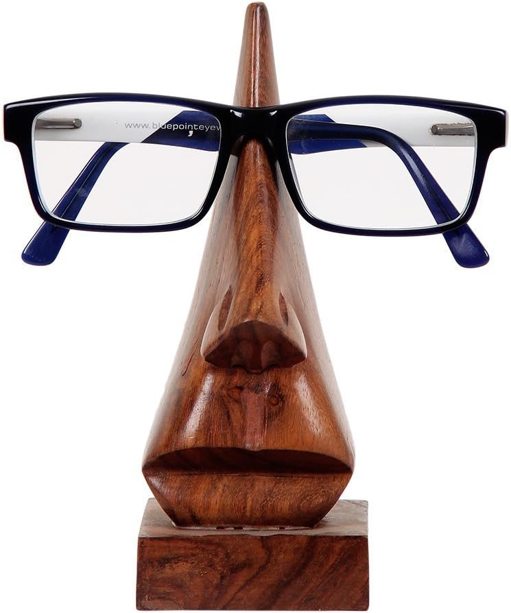 storeindya Wooden Handmade Nose-Shaped Eyeglass Spectacle Holder Glasses Holder By ENN DEE INTERNATIONAL, Brown