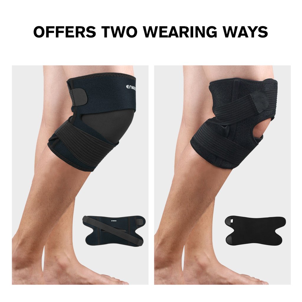 Enkeeo Rodillera Deportiva de Protección Rodillera de Compresión Ajustable Estabilizador Soporte Para