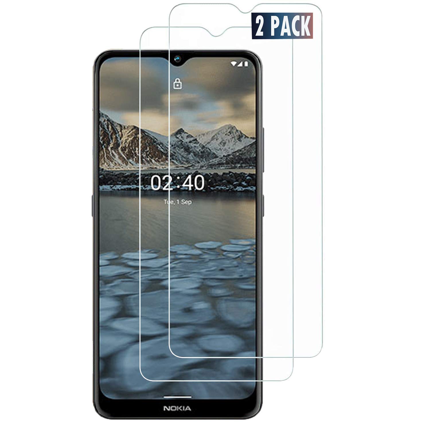 Nokia 2.4 Tempered Glass Screen Protector [2 PACK] Easy Bubble-Free Installation HD Ultra Clear shatterproof with 9H Hardness and Anti Fingerprint Oleo-phobic Coating for Nokia 2.4 (Screen Protector)