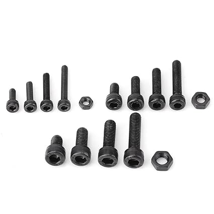 420pcs M3 / M4 / M5 Kohlenstoffstahl Schwarze Sechskant Einfaßungskopf Schrauben mit Muttern Bausatz Satz Satz 8/12/16 / 20mm