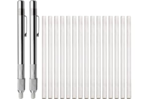 Seamaka 2 PCS Round Soapstone Holders with 15 PCS Round Replacement Soapstone for Making Removable Markings on Steel, Iron and Aluminum O-023