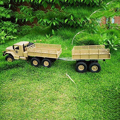Gbell DIY Trailer Car Truck Vehicle Part Toy Set for WPL 1/16 Military Truck RC Car, Plastic Metal Educational Puzzle Toys for Kids Boys 6-14 Year Old,20x7x13.5CM,Army Green Blue Yellow (Yellow)