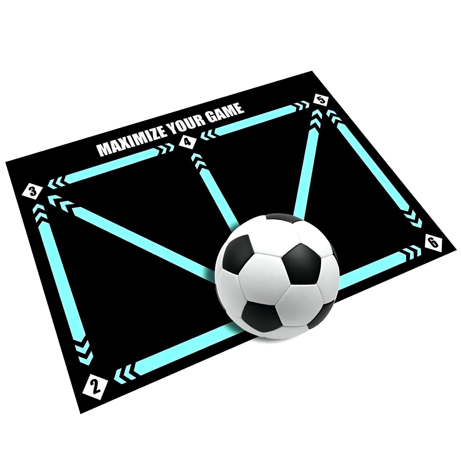 Hoquare Football Training Mat, Football Footstep Training Mastery Mat for Kids, Non Slip Dribble Ball Control Silent Auxiliary Equipment for Kids Adults(Without Ball) (Style 1)