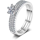 zemlite 14K Gold 1ct Diamond Three-Stone Women's Bridal Rings Sets, VVS1 D-Color Promise Ring, A great gift for any Valentine's Day