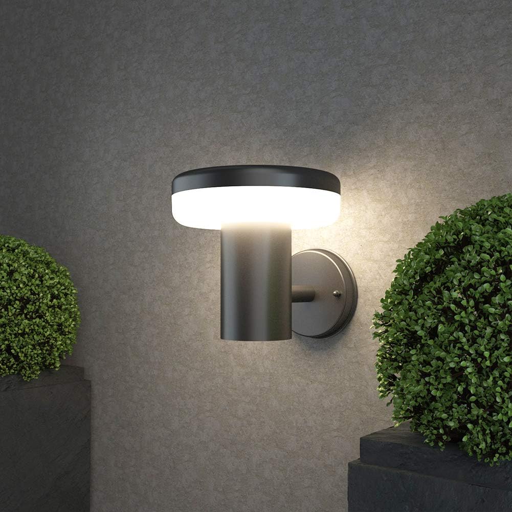 NBHANYUAN Lighting LED Outdoor Wall Light Fixtures Exterior Wall Sconce Black Stainless Steel Weatherproof 3000K Warm Light Front Door Porch Light 9W 110V 1000LM [Energy Class A+] - - 