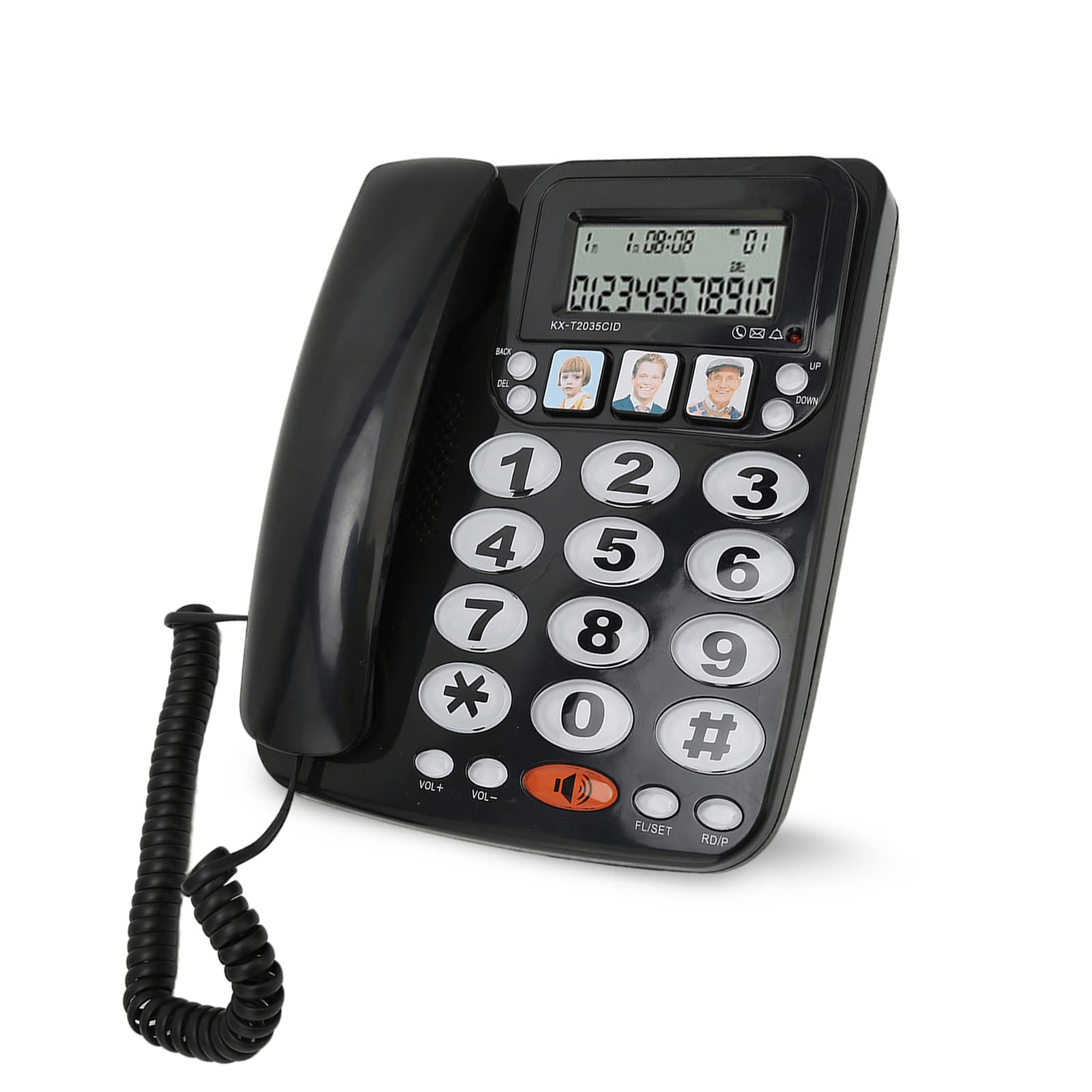 Big Button Phone for Seniors, Corded Landline Telephone with Caller ID, Fast Dialing, Picture Landline Phone for Visually Impaired, Hearing Impaired(Black)