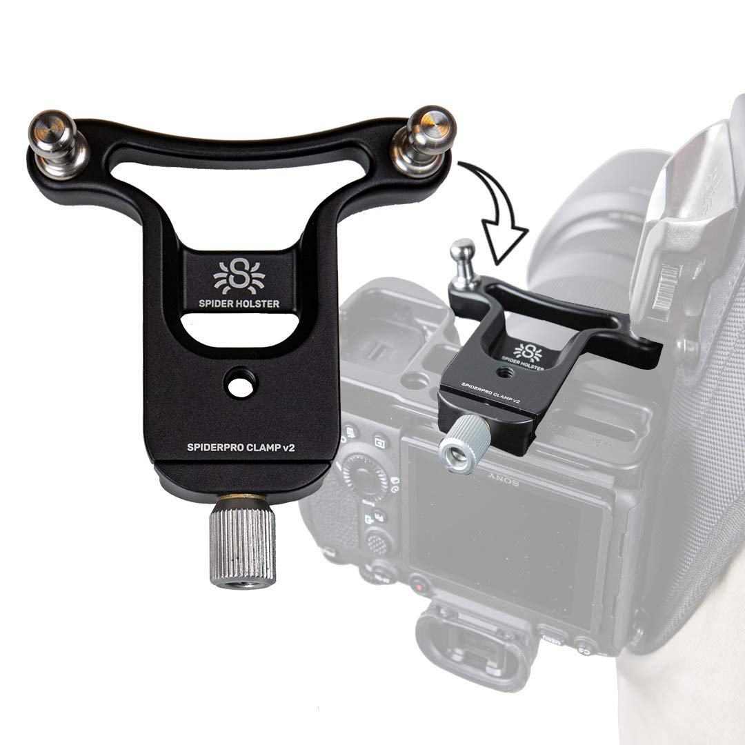 Spider Holster - SpiderPro Clamp v2 for Any Spider Camera Holster System with Universal Connection to Mount on Any Tripod – Designed for Use with Arca-Swiss-Style L-Brackets