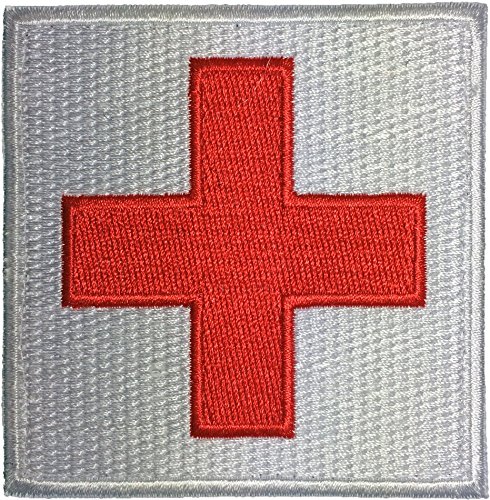 Tactical Medic Red Cross Patch Hook and Loop Fasteners Backing 3"x3" Red on White by Ranger Return
