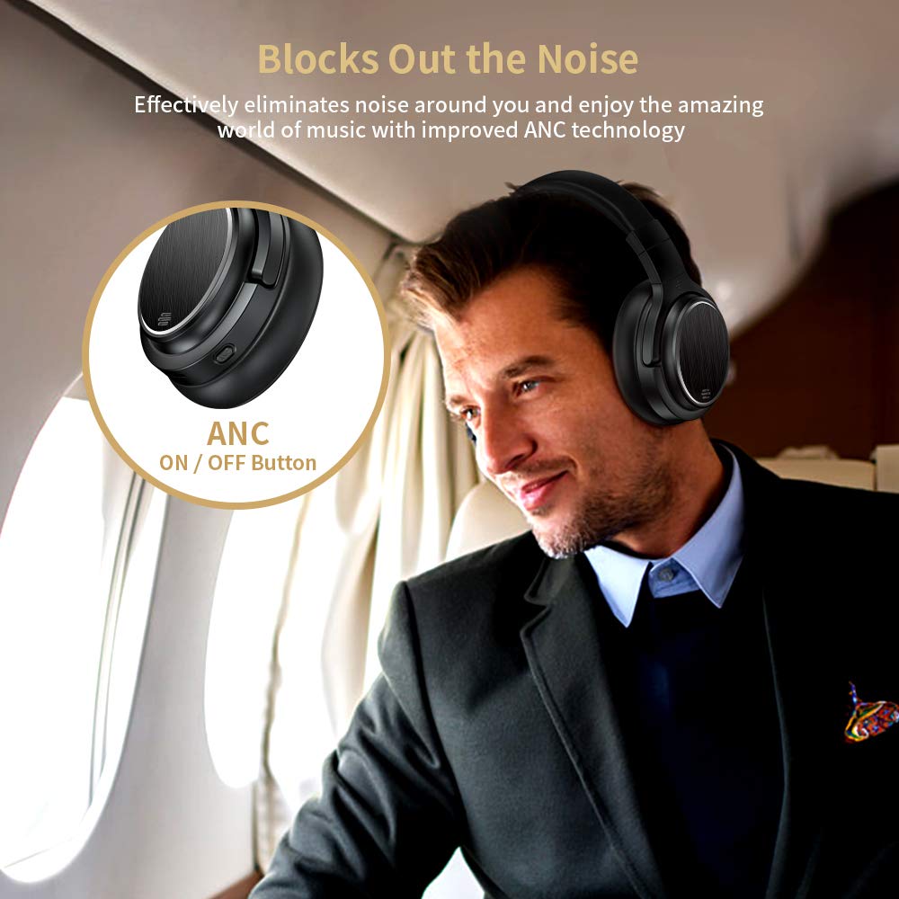 Bluetooth Over Ear Kopfhörer Noise Cancelling Wireless HiFi Bass Stereo 50 Std.Laufzeit Headset für Telefon PC TV Tablets