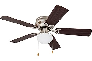 Prominence Home Alvina, 42 Inch Traditional Flush Mount Indoor LED Ceiling Fan with Light, Pull Chain, Dual Finish Blades, Reversible Motor - 80029-01 (Brushed Nickel)
