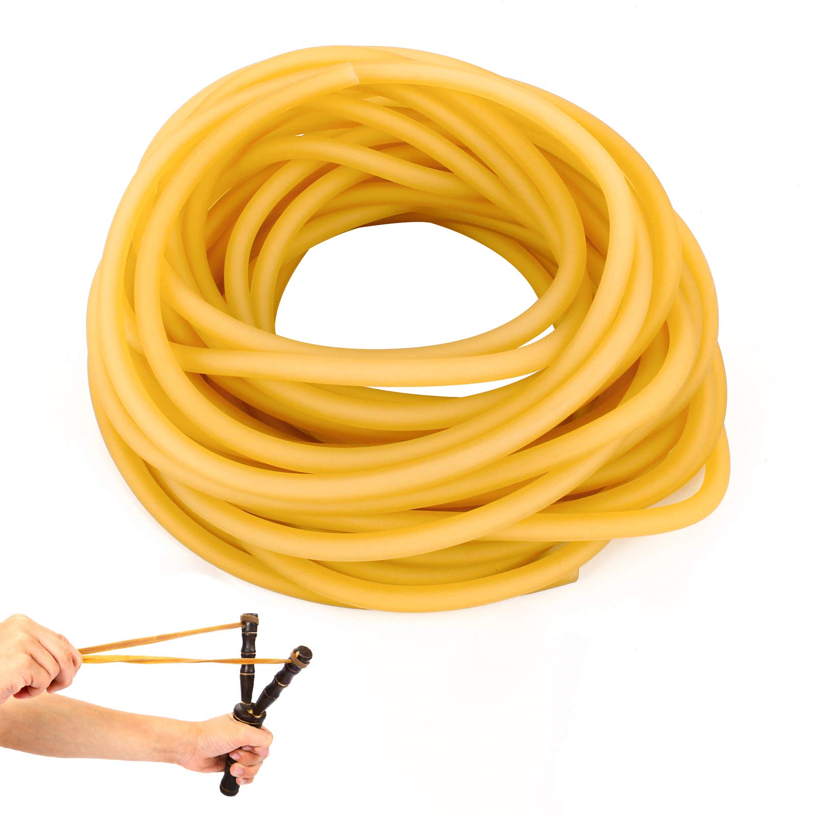 Ledoo 10m Slingshot Rubber Band Natural Latex Rubber Band Catapult Tube Latex Tubing for Outdoor Hunting Slingshot Exercise (Yellow)