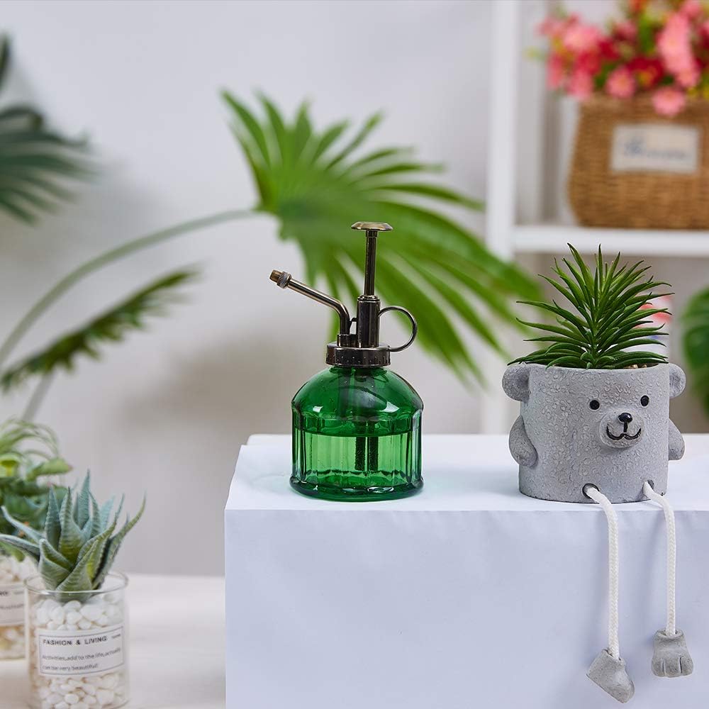 Ebristar Glass Plant Mister Spray Bottle, 6.5" Tall Vintage Plant Spritzer Watering Can, Succulent Watering Bottle with Top Pump, Small Plant Sprayer Mister for Indoor Outdoor House Plant - Dark Green : Garden & Outdoor