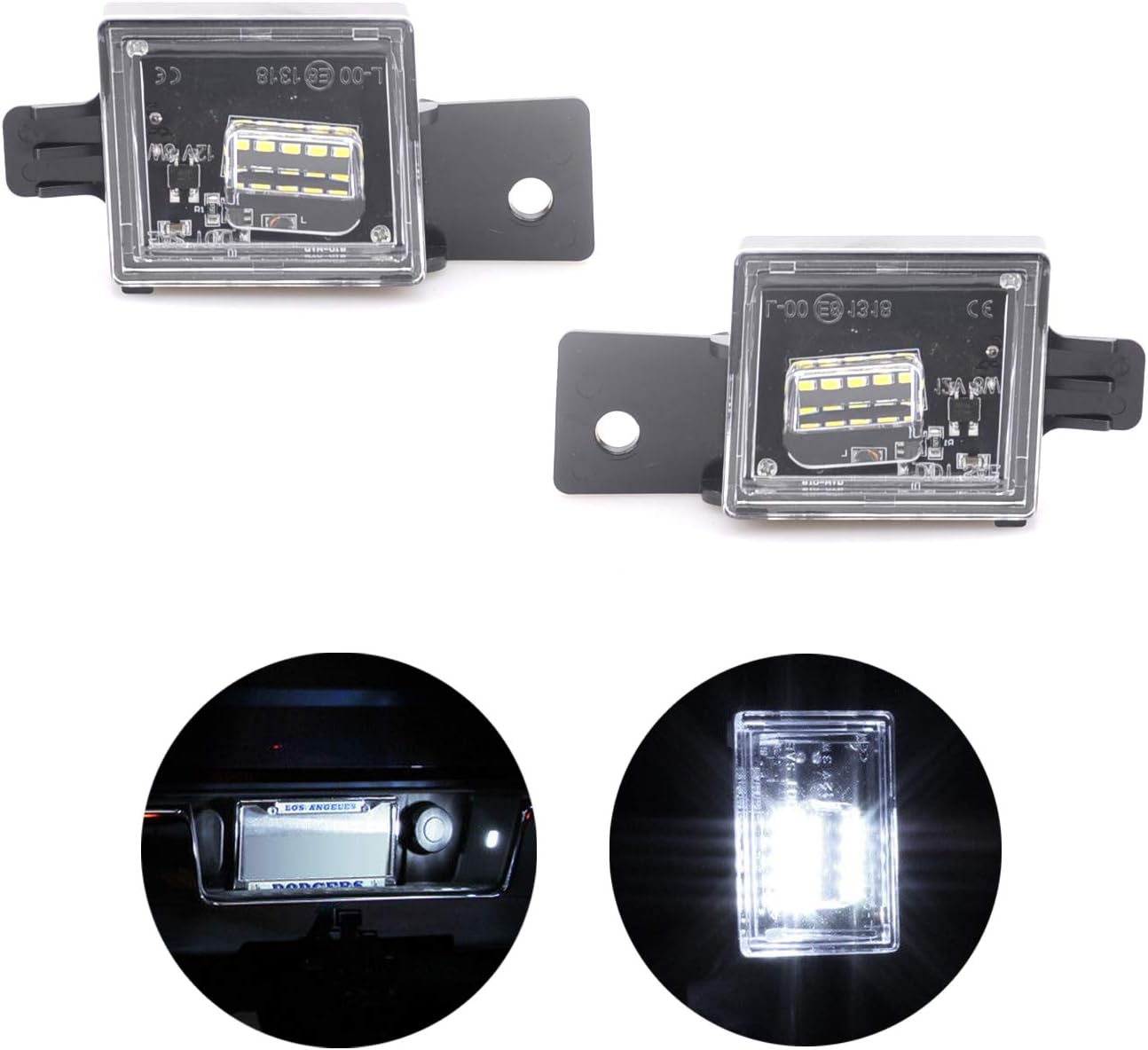 Mallofusa 15SMD LED License Plate Light Tag Lamp Assembly Replacement for 2014-2018 Chevy Colorado Silverado GMC Canyon Sierra 1500 2500HD 3500HD Pickup Truck Black(One Pair)