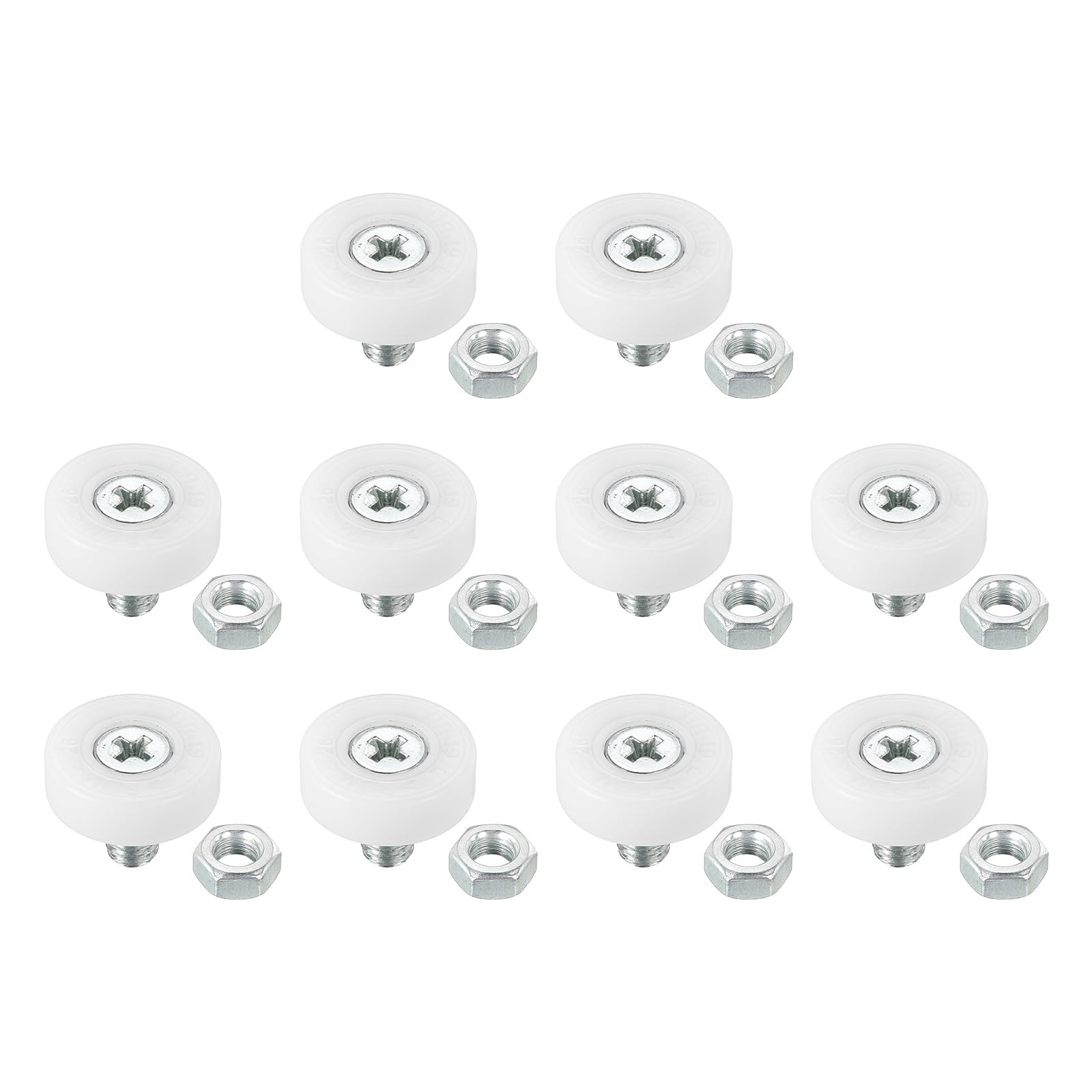 PATIKIL 19mm Drawer Rollers, 10 Plastic Drawer Pulley Replacement Wheels Bearing Small Pulley with Nuts
