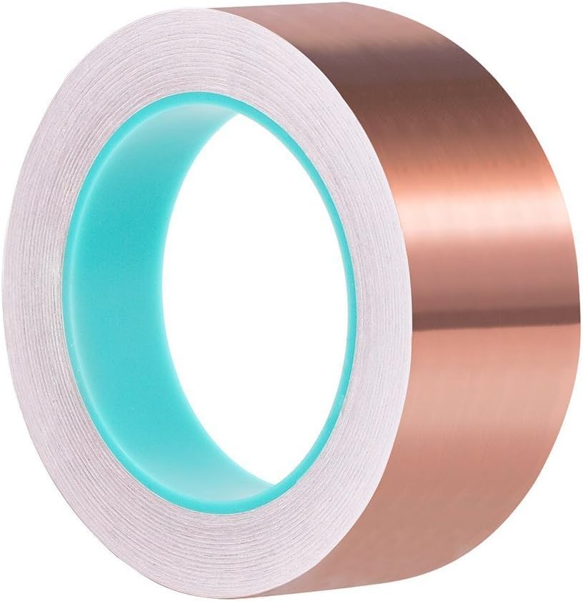 Copper Foil Tape Double Side Conductive Adhesive 1inch x 21.8 Yards for EMI Shielding, Guitar, Stained Glass, Crafts, Paper Circuits, Electrical Repairs, Grounding Conductive, Slug & Snail Repellent