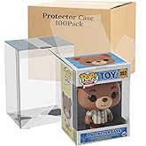 100 Pack Clear Protectors Case Compatible with Funko Pop Protector Case for 4 Inch Figures Collectibles Heavy Duty Crystal Plastic Protector Cases with Protective Film Locking Tabs Auto-Lock Bottom