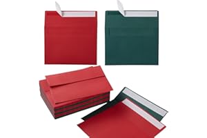 Wishop 100 Pack Christmas A7 Envelopes Self-Adhesive 5x7 Envelopes for Invitations, 5x7 Greeting Cards (Christmas Green/Red, 5.24 x 7.21 Inches)