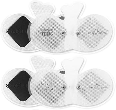 Easy@Home Wireless TENS Unit Carbon Electrode Pads 4 Pack 6.5 x 3