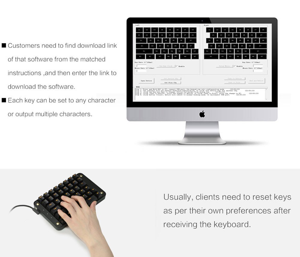 Koolertron Single-Handed Programmable Gaming Keypad, with 43 ...