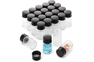 Njvial 24Pcs 7ml Small Clear Glass Vials with Lids Lab Sample Vials Empty Refillable Mini Bottles with Screw Caps for Essenti