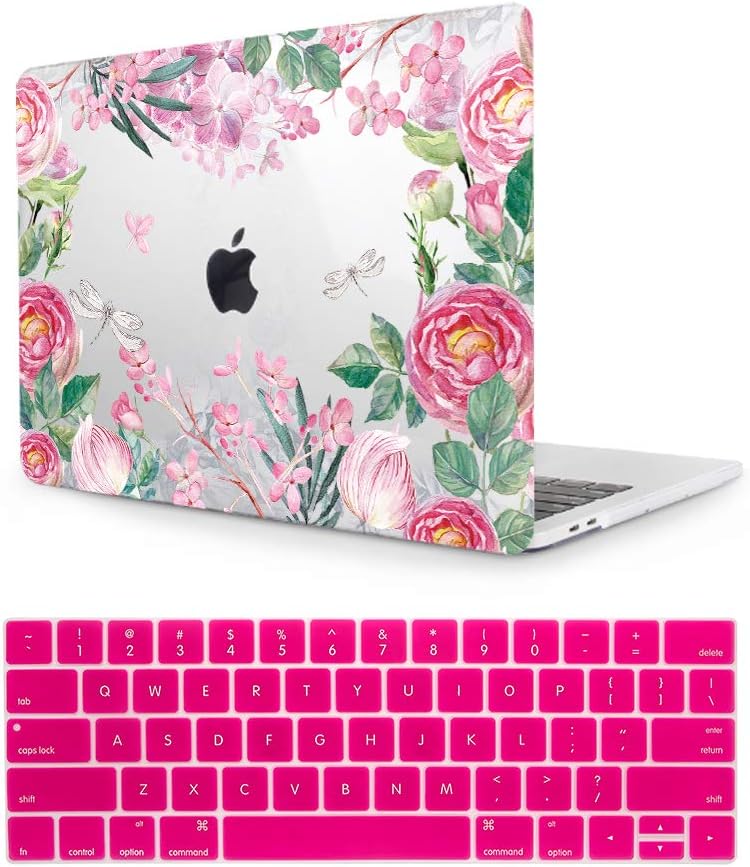 MTAOTAO Pink Watercolor Flower Print Plastic Hard Shell Case for Apple MacBook 12 inch with Retina (Model A1534) with Keyboard Cover & Dust Plug