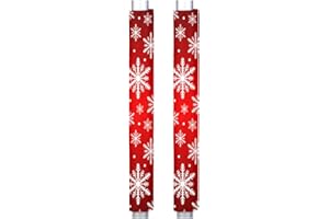 Pardick Christmas Red Snowflakes Refrigerator Door Handle Covers Set of 2 - Washable Fridge & Dishwasher Safe - Mocrowave Oven Door Decor