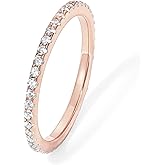 PAVOI 14K Gold Plated Solid 925 Sterling Silver CZ Simulated Diamond Stackable Ring Eternity Bands for Women